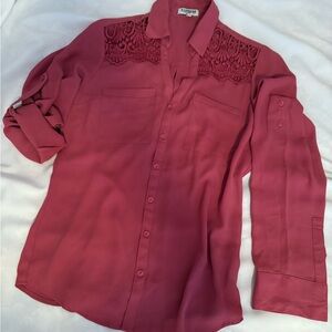 Express Slim Fit Button-Up Shirt in Rose Pink